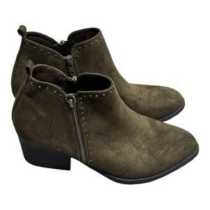 Women's Olive Ankle Boots Cowboy Studded Booties Size 9.5 Olive